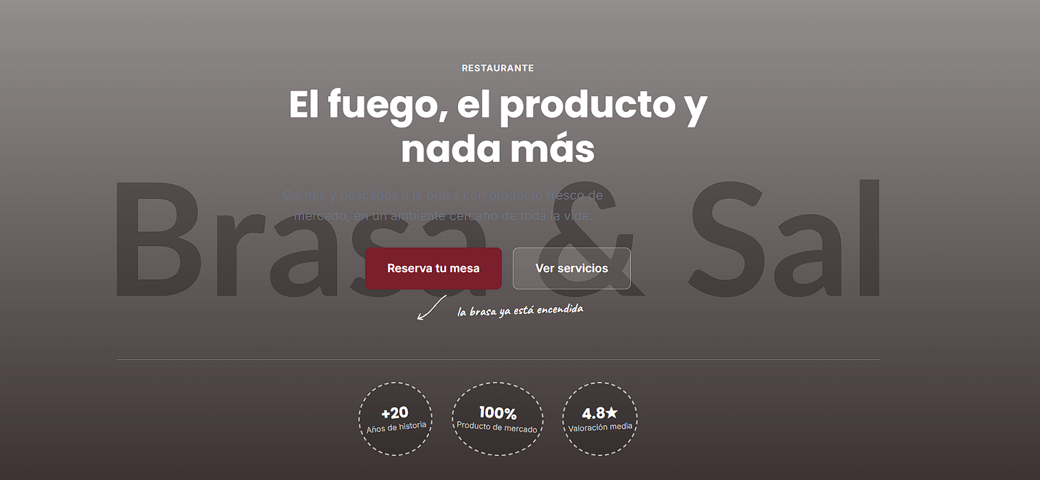 Web del restaurante Brasa & Sal